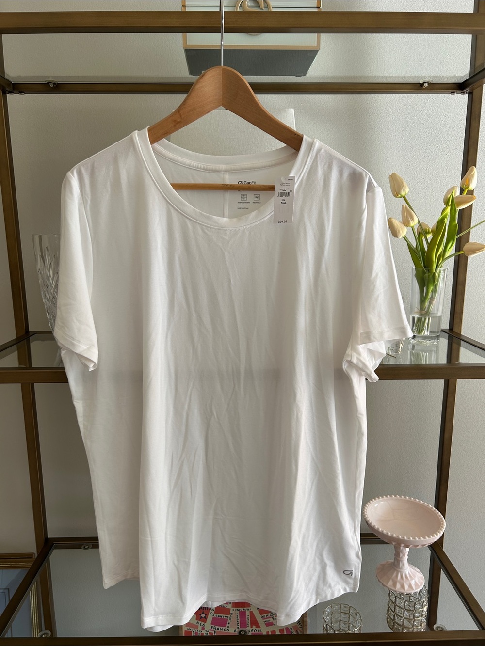 GAP White GapFit Moisture-Wicking Crew Tee